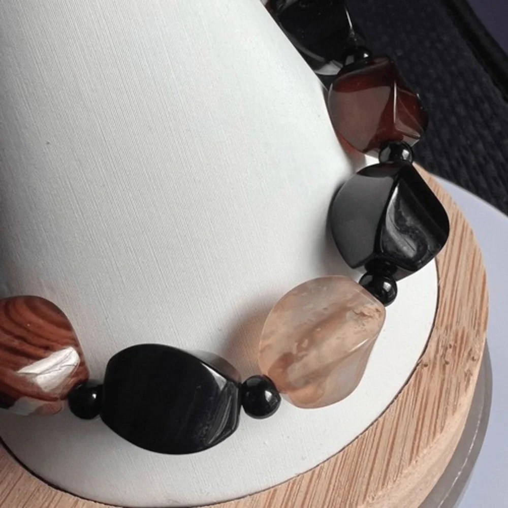Earthy Multi Agate Gemstone Bracelet | Handmade Stretchy‎ Boho Jewelry